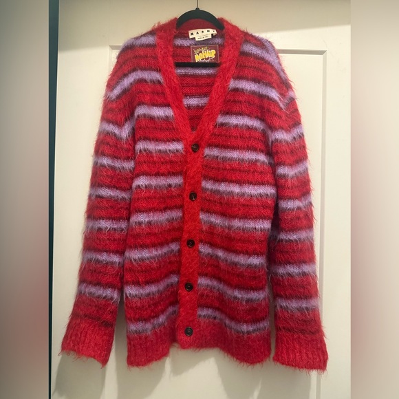 Marni Red and Purple Striped Cardigan - Picture 1 of 5
